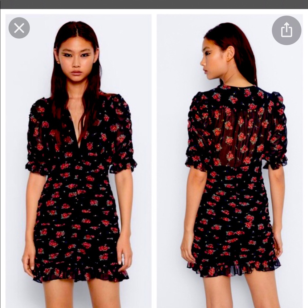 Zara floral print mini dress XS